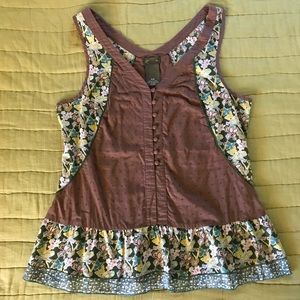 Fei - Button Down Tank with Dual Layered Skirt